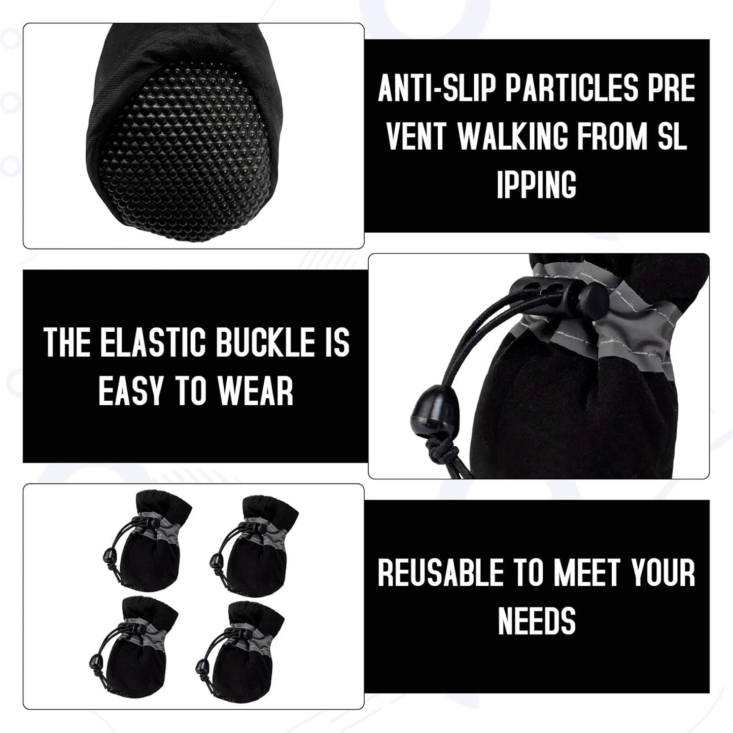 4pcs Reflective Waterproof Dog Boots