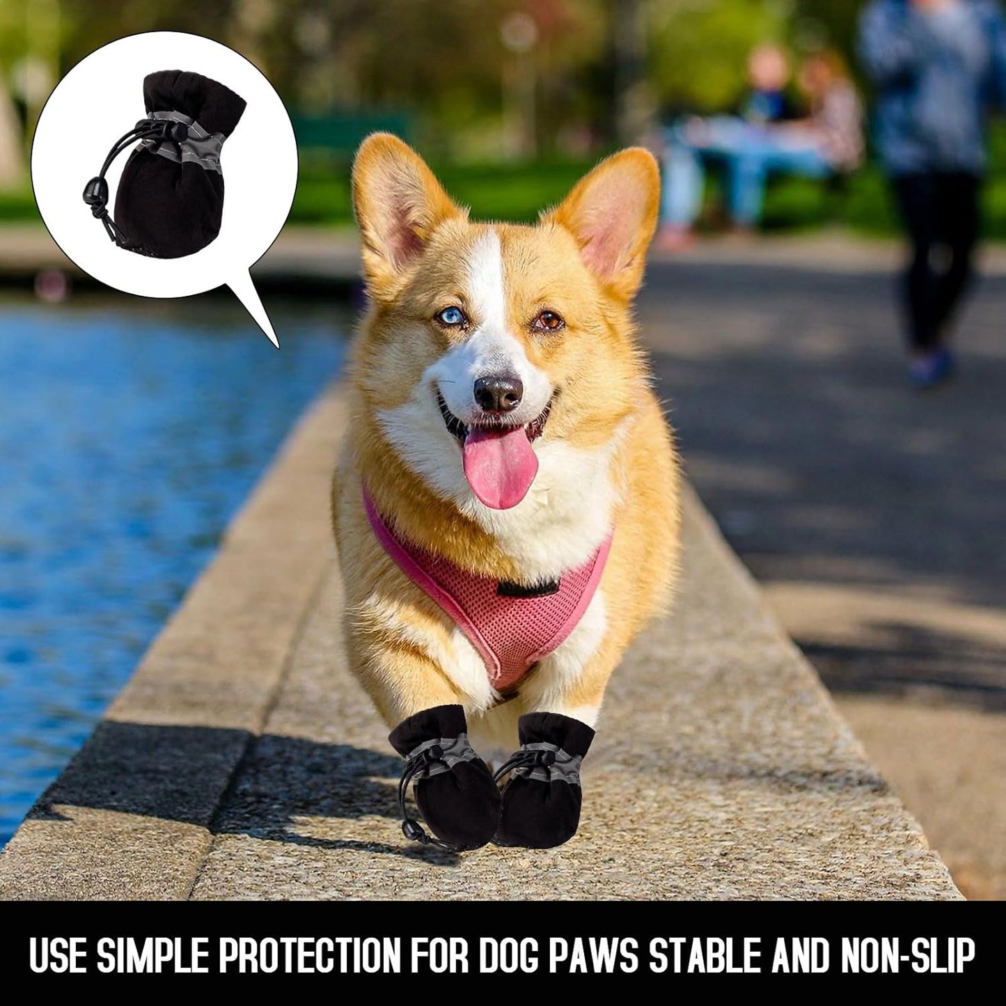 4pcs Reflective Waterproof Dog Boots